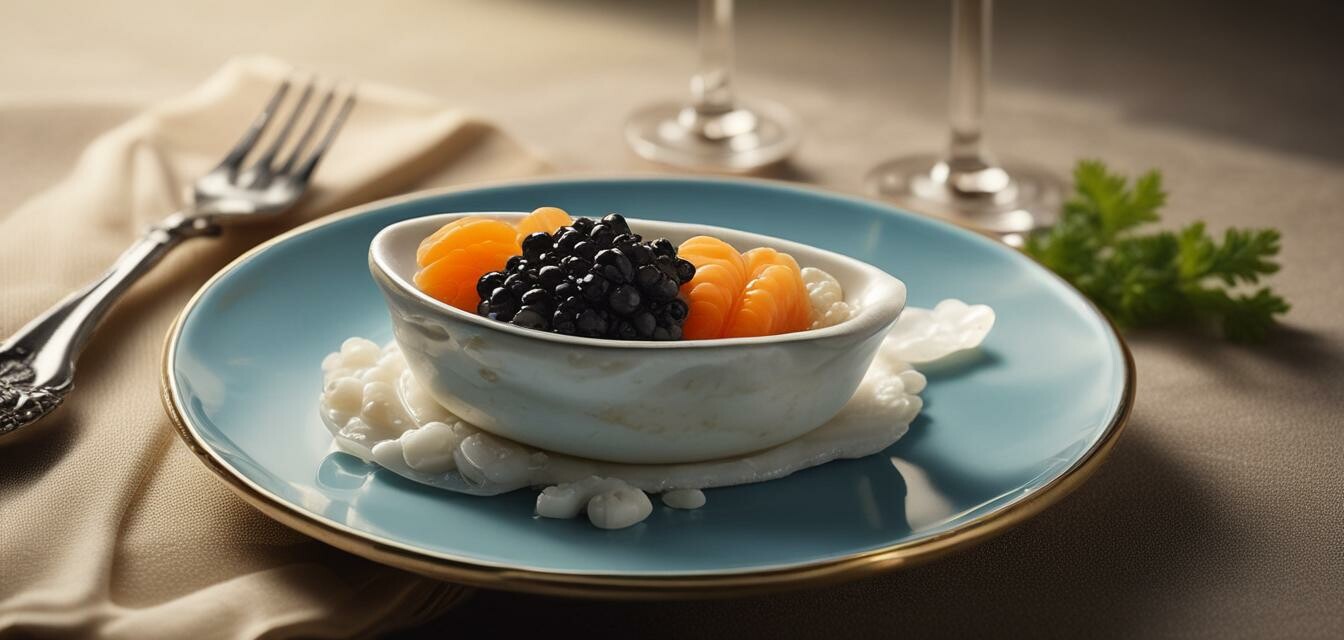 Elegant caviar serving setup